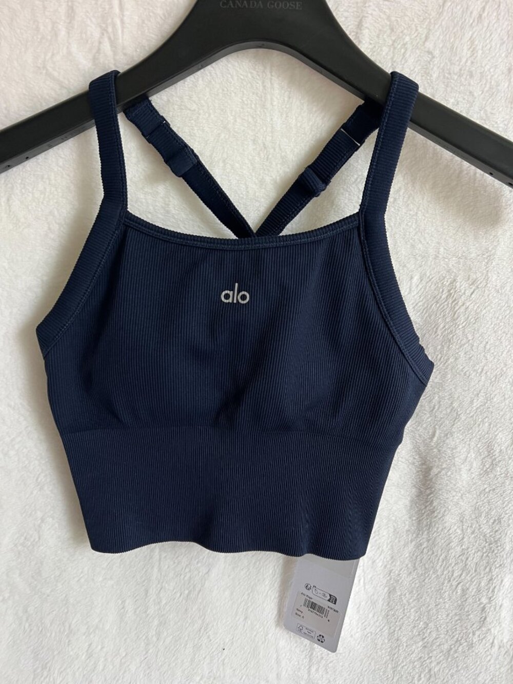 Alo Yoga Seamless Ribbed Favorite Bra Tank in Navy